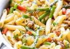 طريقة عمل الباستا بالدجاج والخضار