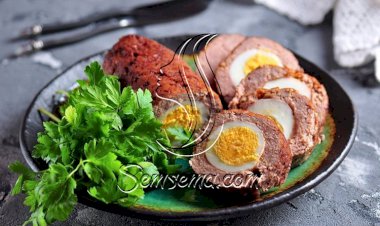 طريقة عمل قالب اللحمة بالبيض المسلوق