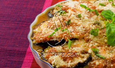 صينية الباذنجان بالموزاريلا والريحان على الطريقة الإيطالية