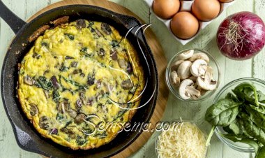 طريقة عمل الأومليت بالمشروم والسبانخ