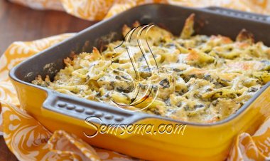 طريقة عمل طاجن المكرونة بالسبانخ واللحم المفروم