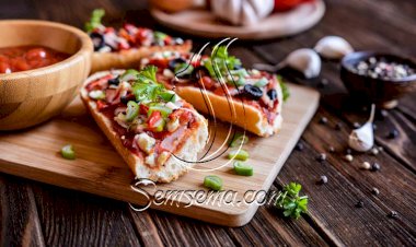 طريقة عمل باجيت بيتزا بالزيتون والفلفل