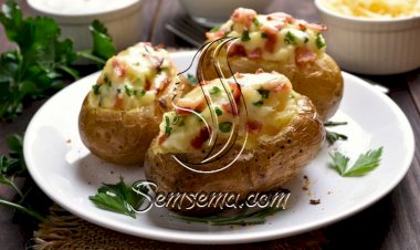 طريقة عمل قوارب البطاطس بالشيدر والبسطرمة