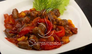 طريقة عمل قلوب دجاج بالفلفل الأحمر