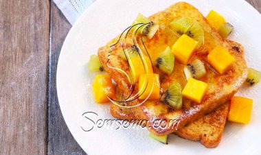 طريقة عمل فرنش توست بالخوخ والكيوي