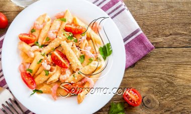 طريقة عمل مكرونة بالجمبري والبارميزان