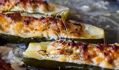 طريقة عمل قوارب الكوسة بالجبنة المتبلة