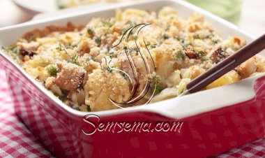 طريقة عمل طاجن المكرونة بالتونة والبصل المحمر