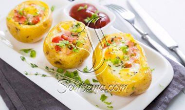 طريقة عمل قوارب البطاطس بالبيض