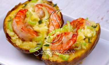 طريقة عمل قوارب البطاطس بالجمبري