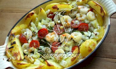 طريقة عمل صينية جمبري بالبطاطس