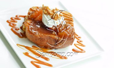 طريقة عمل فرنش توست بالمكسرات وصوص الكراميل