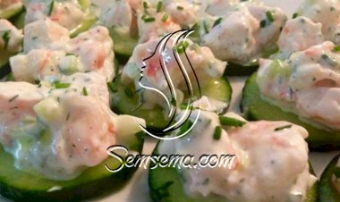 طريقة عمل حلقات الخيار بالجمبري