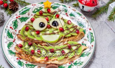 طريقة عمل كريب شجرة الكريسماس بالفواكه