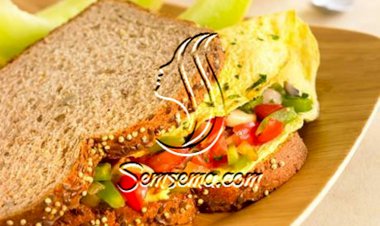 طريقة عمل ساندويتش الأومليت بالمشروم والفلفل