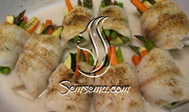 طريقة عمل رولات السمك بالخضروات