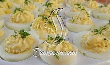 طريقة عمل البيض المحشي بالمايونيز والمستردة