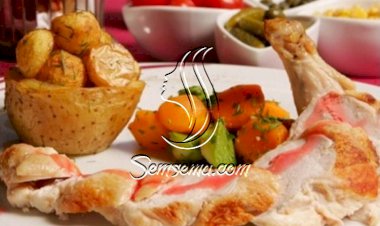 دجاج محشو بالحبش مع الخضار