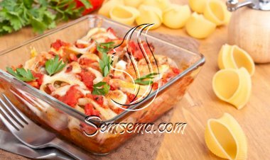 مكرونة صدف بالجبن والسبانخ