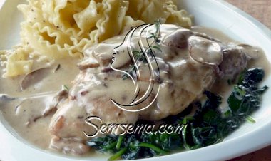 ستيك دجاج بصلصة المشروم