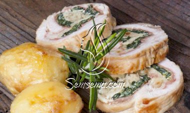 دجاج محشي بالسبانخ والجبن