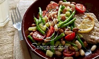 سلطة اللوبياء المشكّلة مع الخردل