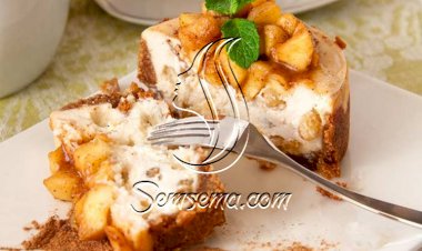 تشيز كيك التفاح بالكراميل الشهي