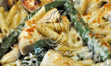 المعكرونة بالدجاج والهليون