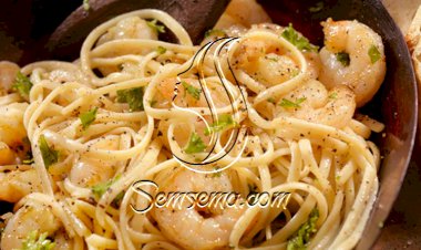 اللينغويني بالروبيان والثوم لرجيم مثالي