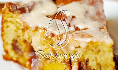 كيك الدراق مع تغليفة الفانيلا