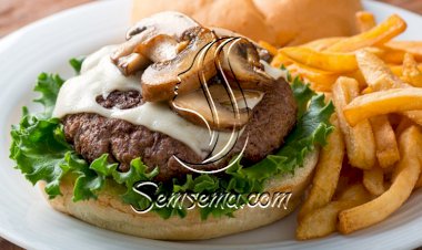 برجر بالفطر والجبن على طريقة المطاعم