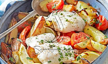 سمك مشوي بالخضار لرجيم مثالي