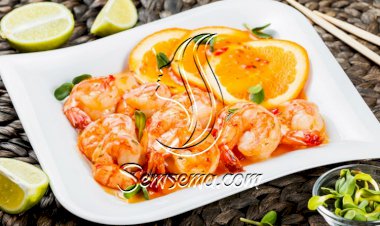 روبيان بصلصة البرتقال والعسل