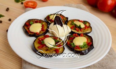 حلقات الباذنجان المقلي بالطحينة والرمان