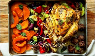 دجاج مشوي بالخضار