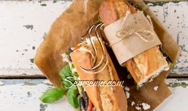 ساندويش الباذنجان المشوي مع جبن الفيتا والطماطم