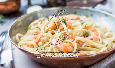 باستا بالروبيان والصوص الأبيض