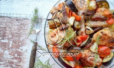 صينية دجاج بالباذنجان