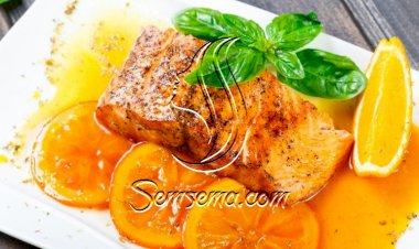 سلمون مشوي بالبرتقال