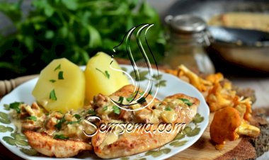 ستيك الدجاج بصلصة الفطر