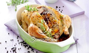 الدجاج المحشي بالأرز والخضار