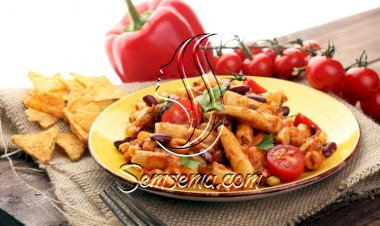 مكرونة بالطماطم والفاصوليا الحمراء
