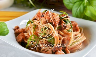 سباجيتي بالدجاج والبستو للرجيم