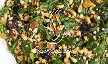 سبانخ بالزيت والصنوبر طبق جانبي لذيذ