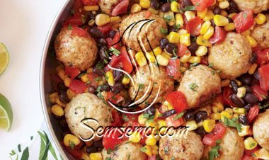 كرات اللحم بالفول والذرة وصفة للغداء