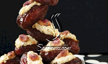 تمر محشي بالجبن حلى جديد وصحي و لذيذ