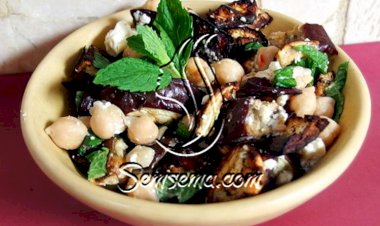 طريقة عمل سلطة الباذنجان والحمص الرمضانية