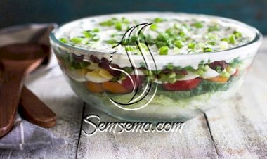 طريقة عمل سلطه طبقات سهله بالمايونيز لذيذة للعشاء