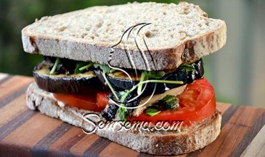 طريقة عمل سندويشات الباذنجان المشوي