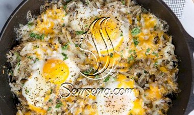 طريقة عمل بيض مقلي بالبطاطس